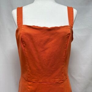 Copper Key Women Orange Denim Square Neck Mini Dress XL CJ7881DCS faux skirt